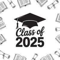 Class of 2025 Graduation Design with Books and Diplomas Pattern vector