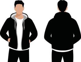 Front and back view of man in hoodie vector