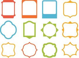 A collection of various colorful decorative frames in different shapes. vector