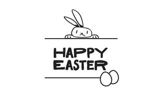 Happy easter banner with bunny character vector