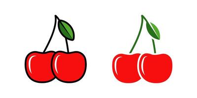 Cherry icon set. for mobile concept and web design on white background vector