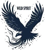 Wild spirit logo with an eagle flying in the air vector