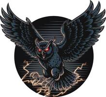 An owl with lightning in its eyes vector