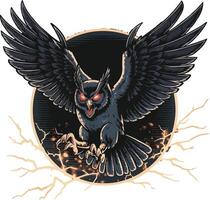 An owl with red eyes is flying in the air vector