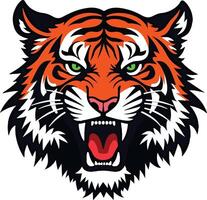 A tiger head with its mouth open vector