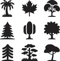 Various trees and plants icons set vector