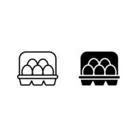 Eggs In Box Package icon set, vector