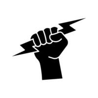Lightning holding in hand icon vector