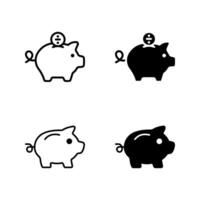 Piggy Bank Icon Set. for mobile concept. vector