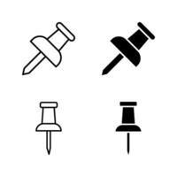 Push pin line icon set. vector