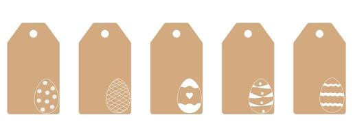Set of price labels with Easter eggs.Craft paper or cardboard label for gift wrapping vector