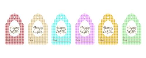 Set of Easter gift labels. The tags are presented in a variety of soft, pastel colors. Perfect for adding a charming, handcrafted touch to holiday presents vector