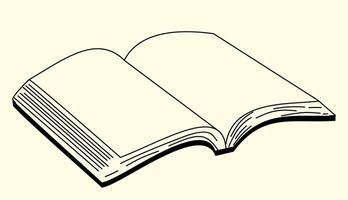 an open book is shown in a line drawing vector