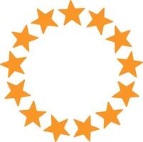 Yellow stars arranged in a circular pattern, symbolizing unity and harmony. Round frame. vector