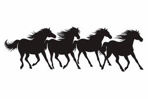 un grupo de caballos corriendo en un línea vector