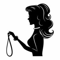 Silhouette of a woman with a dog vector