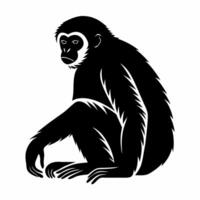 A black and white silhouette of a monkey vector