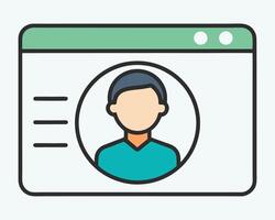 A person is shown on a computer screen with a green background vector