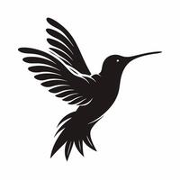 A black and white silhouette of a hummingbird vector