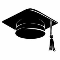 A black graduation cap with a tassel vector