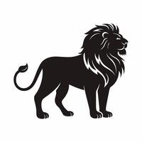 A black and white lion silhouette on a white background vector