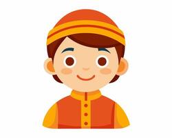 A cartoon boy wearing an orange and yellow hat vector