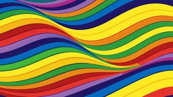 Rainbow background with wavy lines vector