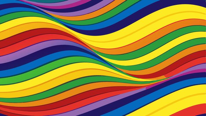 Rainbow background with wavy lines