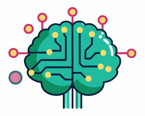 A brain with many dots on it