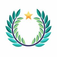 A star in a laurel wreath with leaves vector