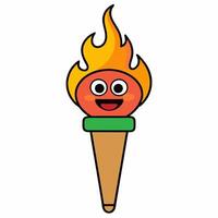 A cartoon fire torch with eyes and a smile vector