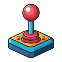 An arcade joystick with a red ball on top vector