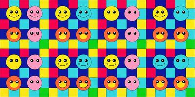 Smiley faces on a colorful background vector