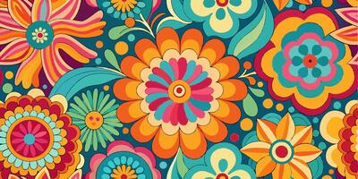 A colorful floral pattern with many different colors vector