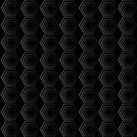 A seamless geometric pattern featuring hexagonal line art on a black background. vector
