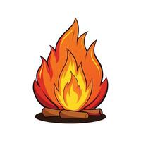 A cartoon bonfire with logs on it vector