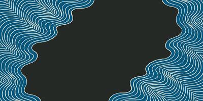 Hand drawn brush lines abstract wave border, Japanese wood carving, block print textured background frame with space for copy, minimal graphic for card, stationary, decoration vector