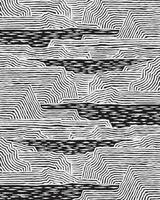 Hand drawn brush lines abstract landscape background in black and white, Japanese and ethnic wood carving, block print textured surface graphic for textile, carpet, decoration vector