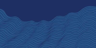 Hand drawn brush lines simple abstract wave background in indigo blue with space, Japanese, tribal wood carving, block print textured surface pattern, simple graphic for textile, decoration, carpet vector
