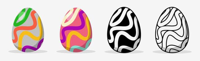 Happy Easter eggs set with different pattern style. Flat illustration style. vector