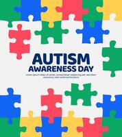 World autism awareness day background with colorful puzzle design vector