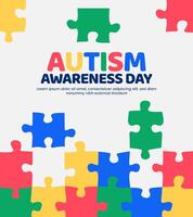 World autism awareness day banner background with colorful puzzle design vector