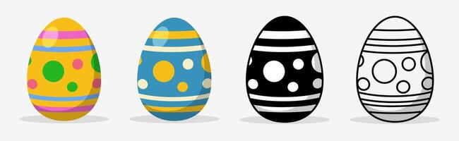 Easter eggs with different pattern style. Flat illustration style. vector