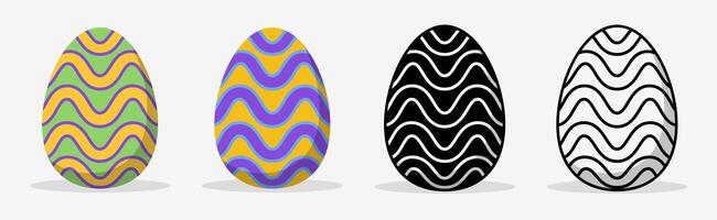 Colorful Easter eggs set with different pattern style. Flat illustration style. vector