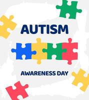 World autism awareness day banner background template with colorful puzzle design vector