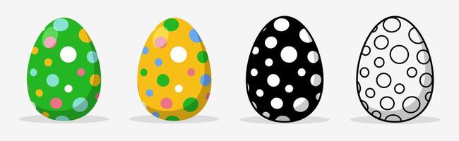 Colorful Easter eggs set collections with different pattern. Flat illustration style. vector