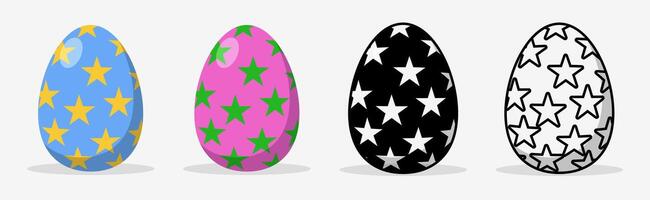 Colorful eggs set collections with different pattern style. Flat illustration style. vector