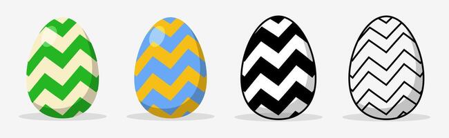 Colorful Easter eggs with different pattern style. Flat illustration style. vector