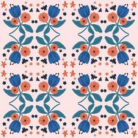 blue floral pattern that has many small ornaments vector