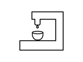 A black and white illustration of a machine with a cup vector
